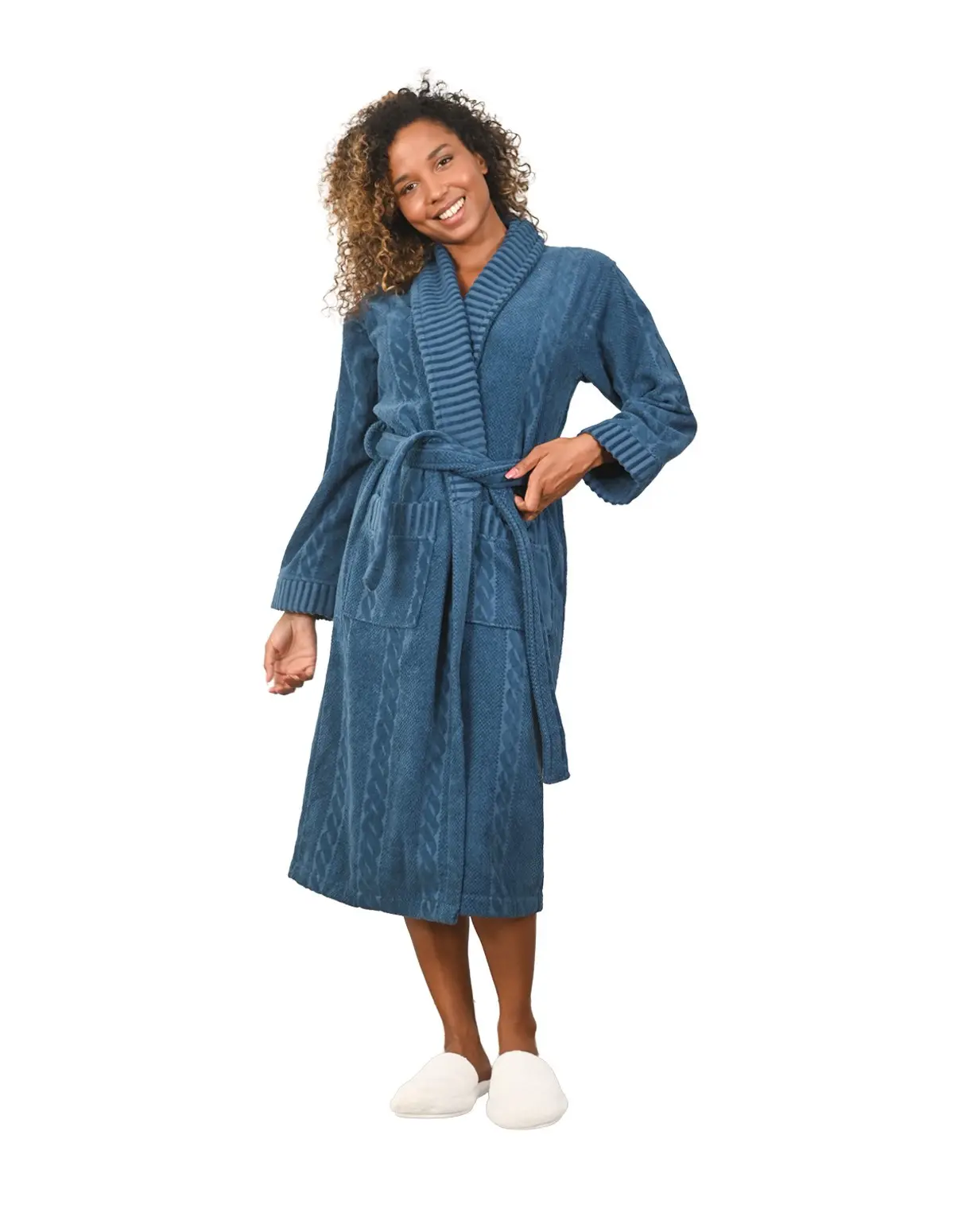 Peignoir en éponge bleu à personnaliser par broderie